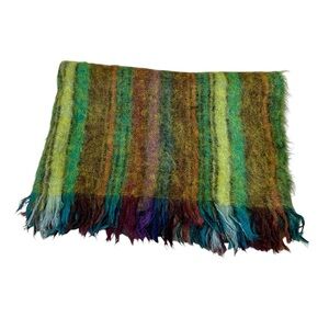 Vintage Mohair Striped Throw Blanket
